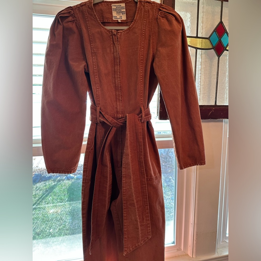 BAUM UND PFERDGARTEN Noralee Jumpsuit Women 33”US Rust Twill Cotton-Linen. EUC
